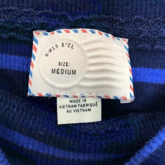 Anthropologie Postmark Mock Neck Blue Stripe Crop Tank Medium - Picture 3 of 6